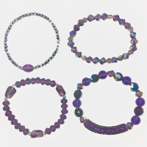 Set of 4 Purple Crystal Bracelets NWOT